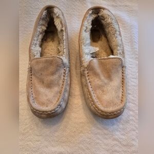 UGG White Sparkle Suede Slippers Size 7